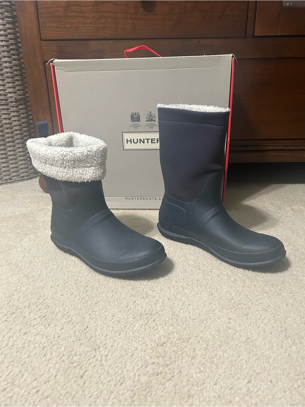 Hunter waterproof boots Sherpa lined UK 7 blue